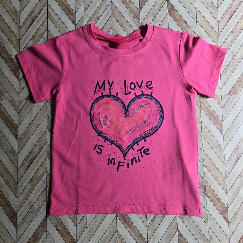 Vibrant Rainbow Heart TShirt Hot Pink Valentines Day Tee Girls Shirt Graphic Top